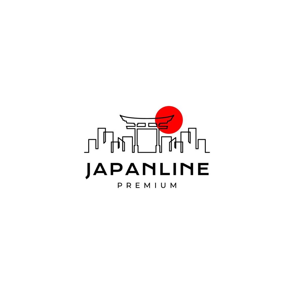 Japan torii met gebouw logo ontwerp vector