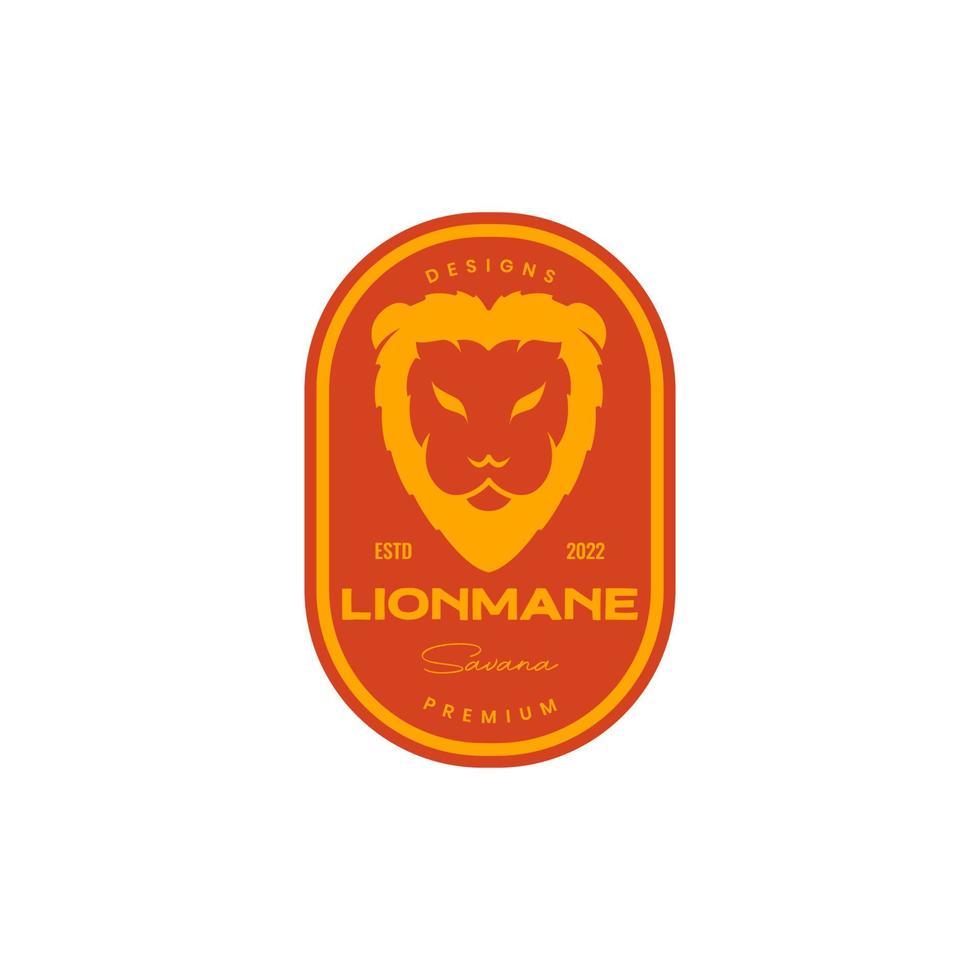 gekleurde leeuw gezicht insigne wijnoogst logo vector