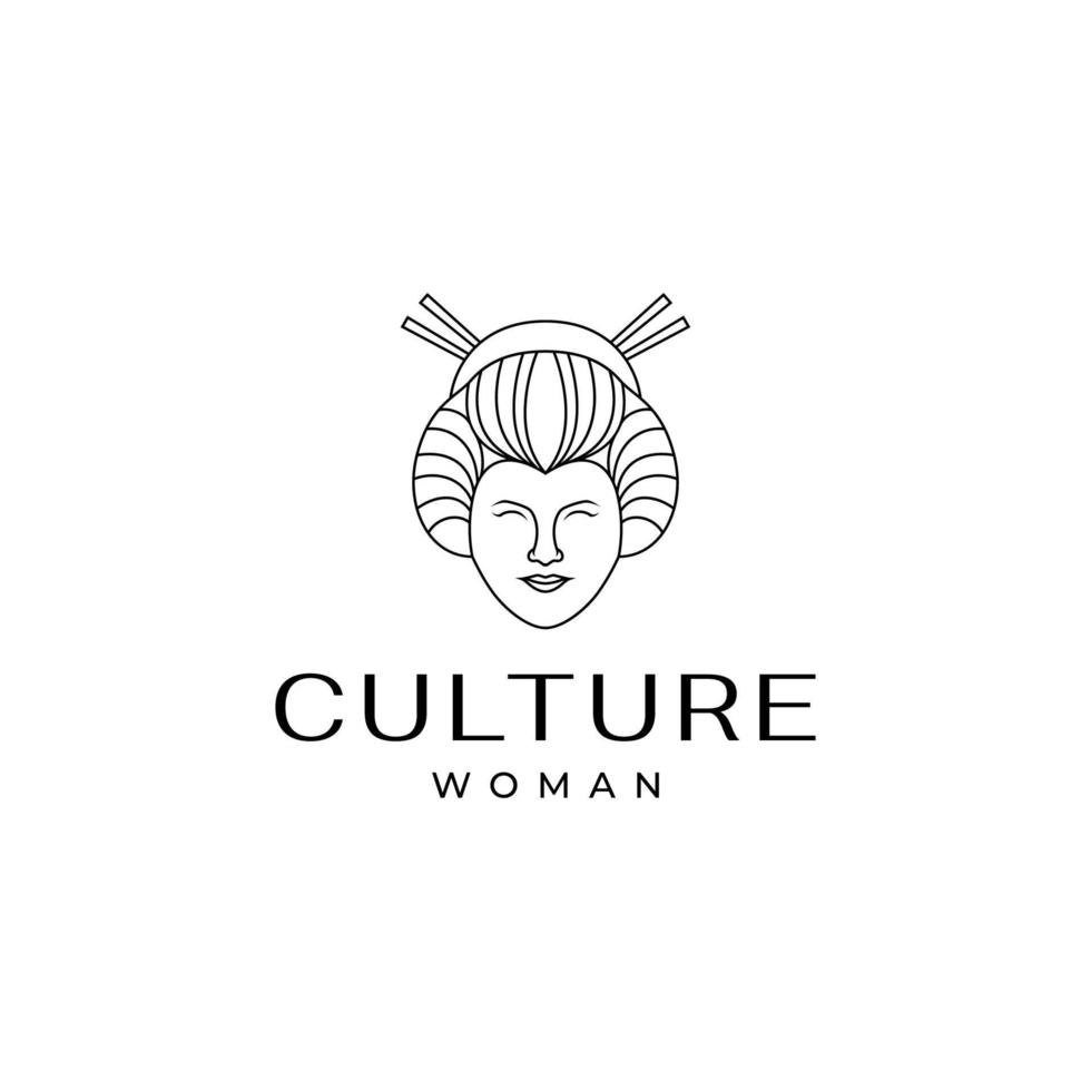 gezicht vrouw met kapsel Japan cultuur logo vector