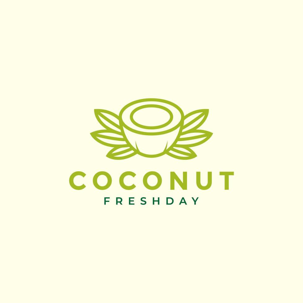 groen jong kokosnoot vers minimaal logo ontwerp vector