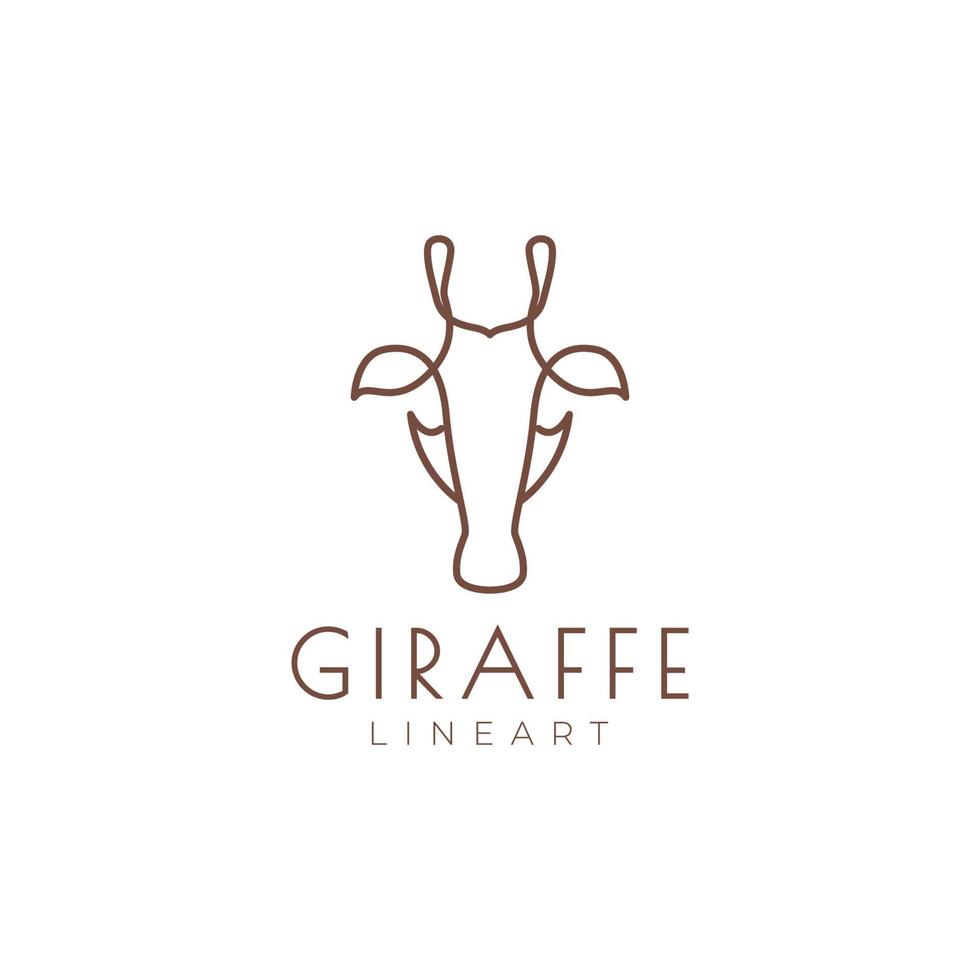minimalistische lijnen hoofd giraffe logo ontwerp vector
