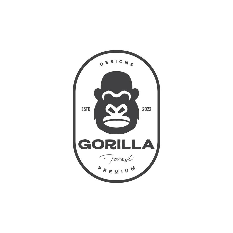 oud gorilla hoofd insigne wijnoogst logo ontwerp vector