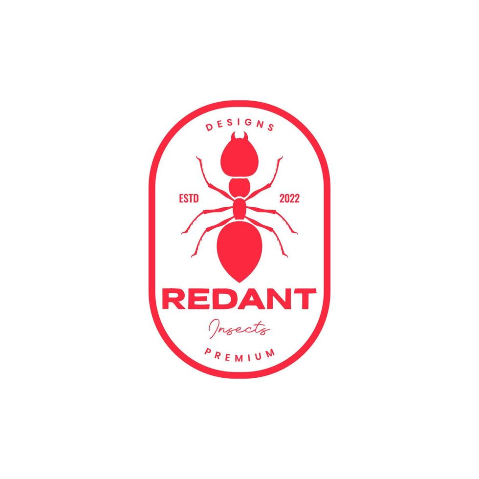 rood mier gekleurde wijnoogst logo ontwerp vector