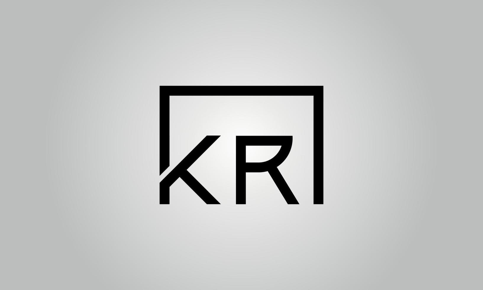brief kr logo ontwerp. kr logo met plein vorm in zwart kleuren vector vrij vector sjabloon.