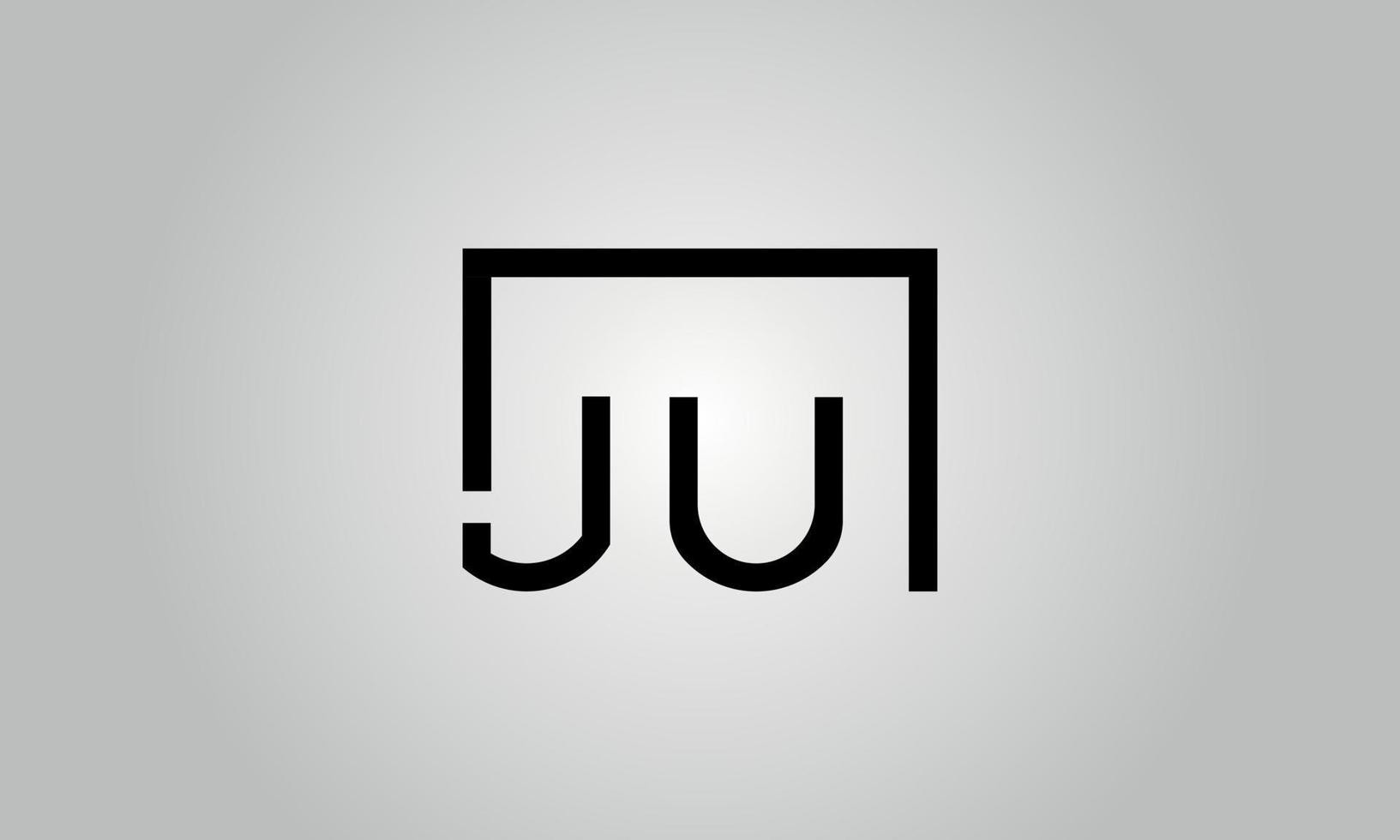 brief ju logo ontwerp. ju logo met plein vorm in zwart kleuren vector vrij vector sjabloon.