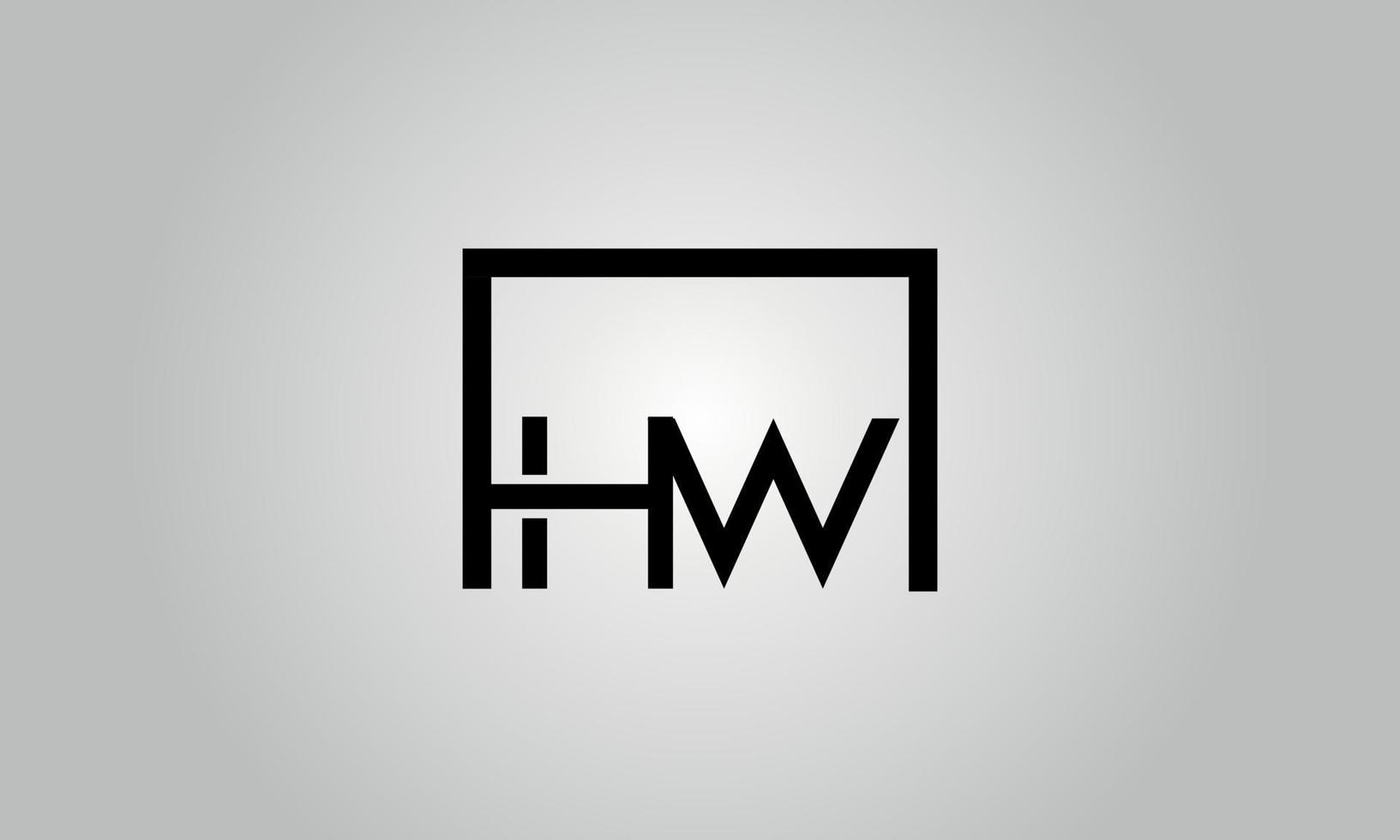 brief hw logo ontwerp. hw logo met plein vorm in zwart kleuren vector vrij vector sjabloon.