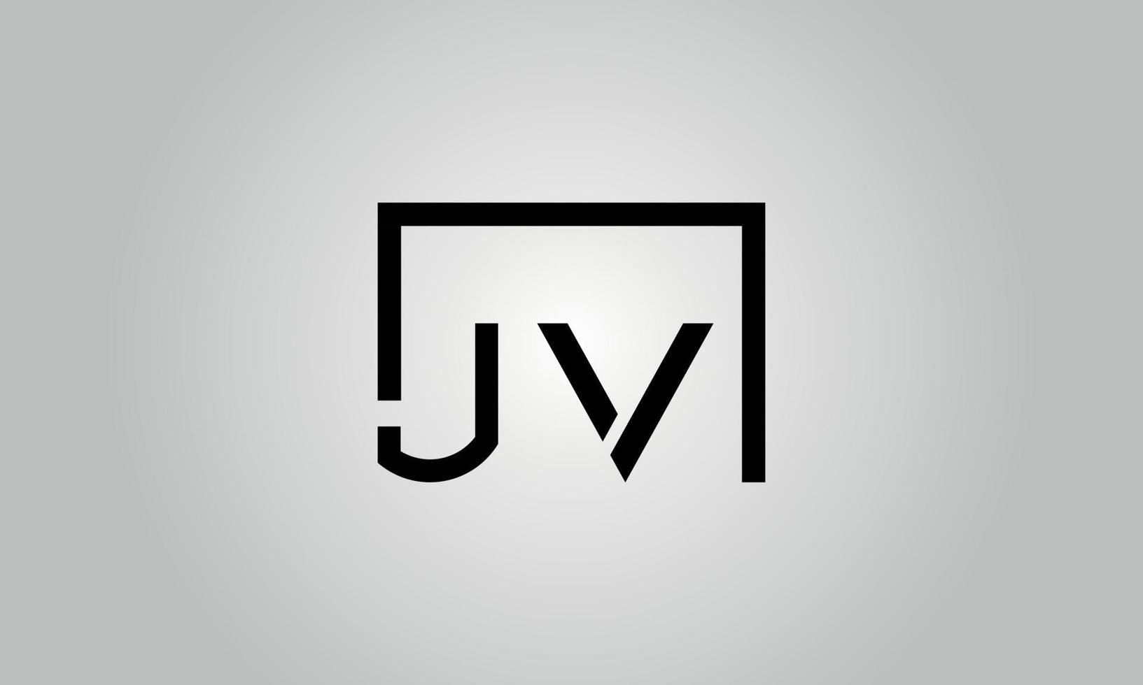 brief jv logo ontwerp. jv logo met plein vorm in zwart kleuren vector vrij vector sjabloon.