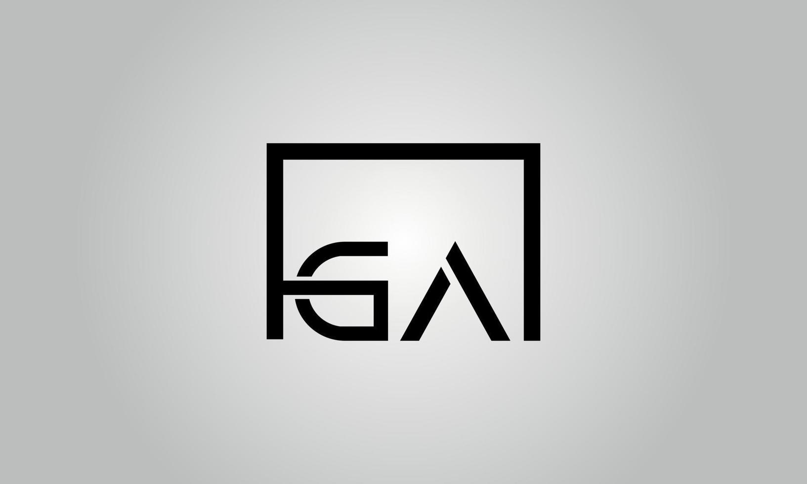 brief ga logo ontwerp. ga logo met plein vorm in zwart kleuren vector vrij vector sjabloon.