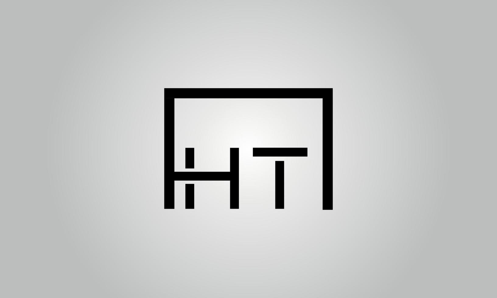 brief ht logo ontwerp. ht logo met plein vorm in zwart kleuren vector vrij vector sjabloon.