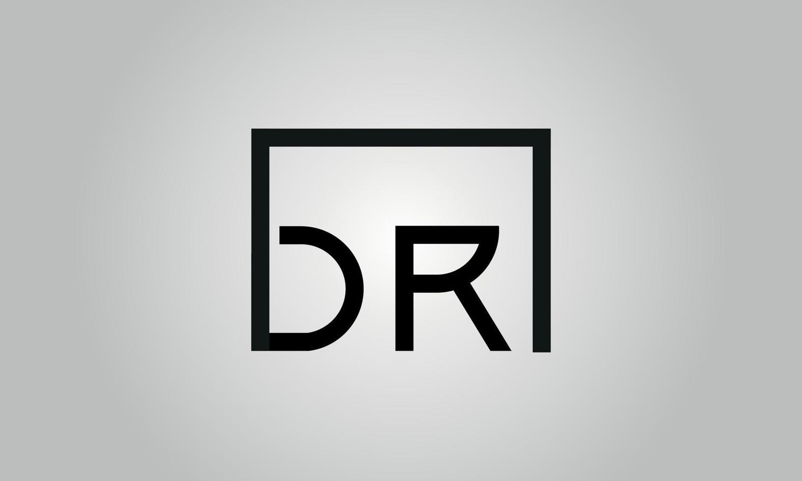 brief dr logo ontwerp. dr logo met plein vorm in zwart kleuren vector vrij vector sjabloon.