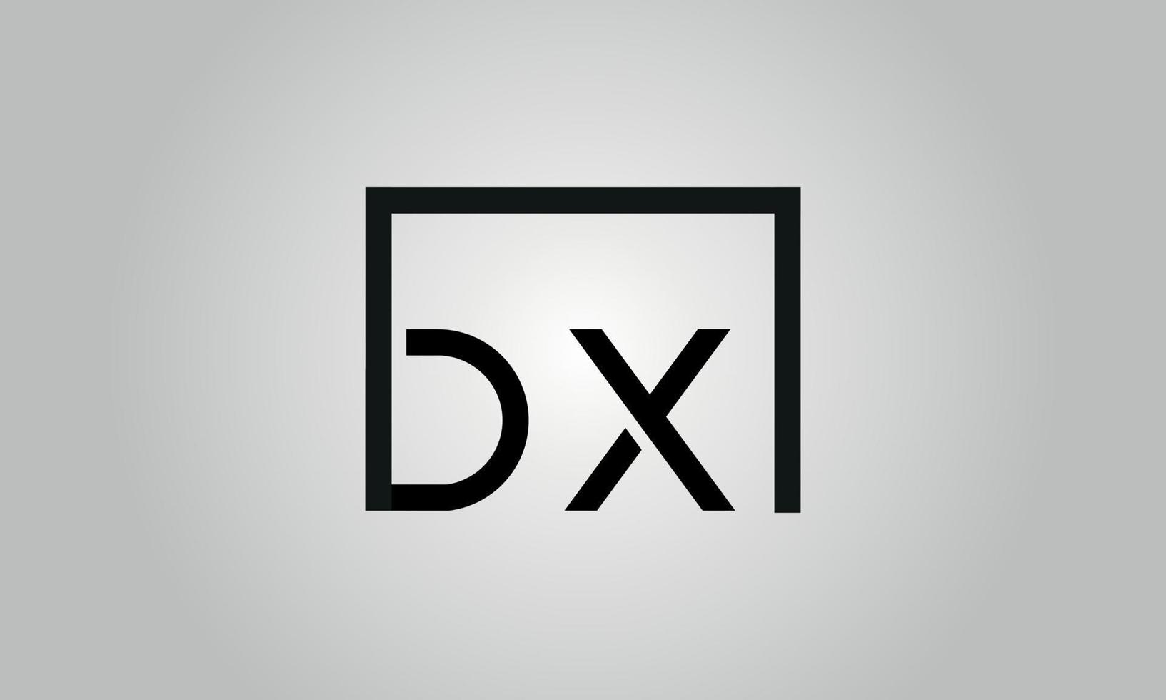 brief dx logo ontwerp. dx logo met plein vorm in zwart kleuren vector vrij vector sjabloon.