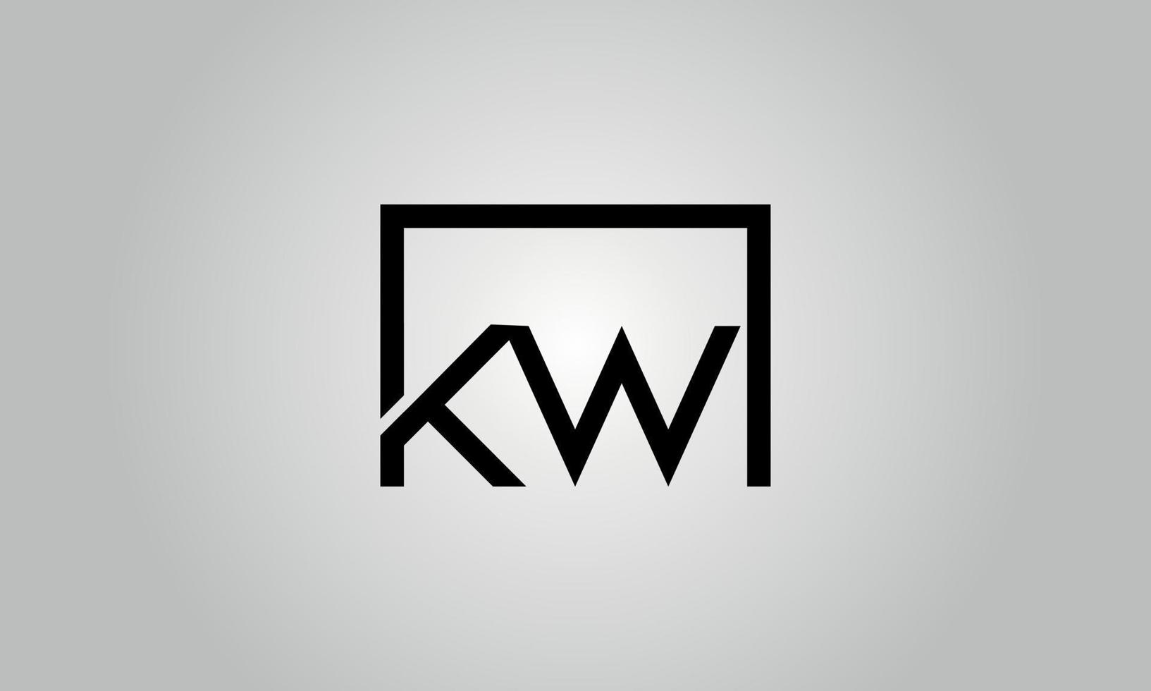 brief kw logo ontwerp. kw logo met plein vorm in zwart kleuren vector vrij vector sjabloon.