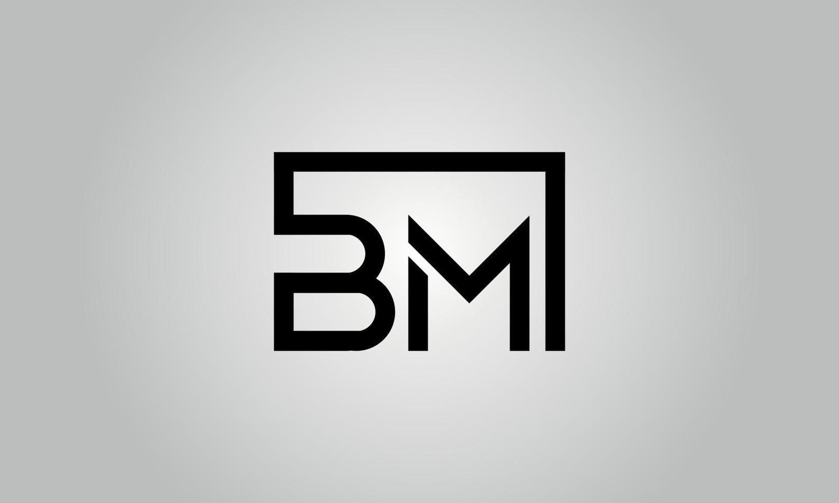 brief bm logo ontwerp. bm logo met plein vorm in zwart kleuren vector vrij vector sjabloon.