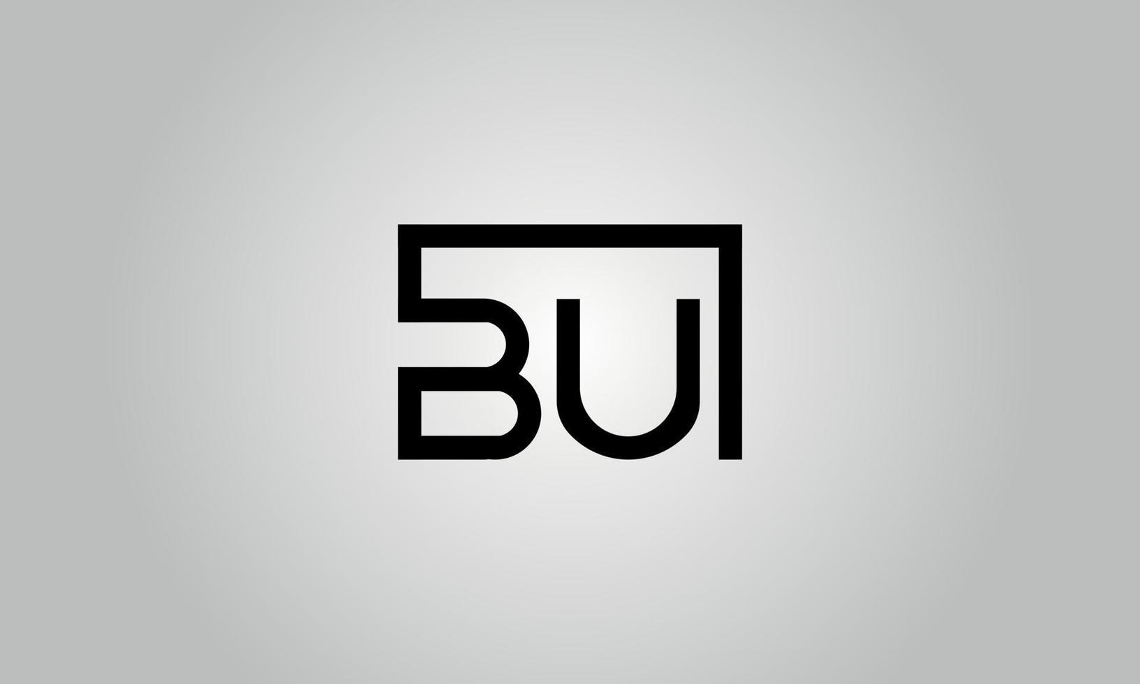 brief bu logo ontwerp. bu logo met plein vorm in zwart kleuren vector vrij vector sjabloon.