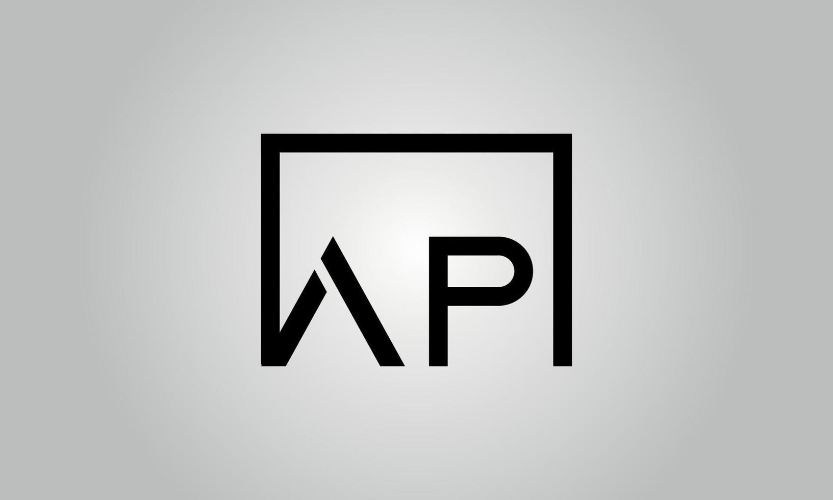 brief ap logo ontwerp. ap logo met plein vorm in zwart kleuren vector vrij vector sjabloon.