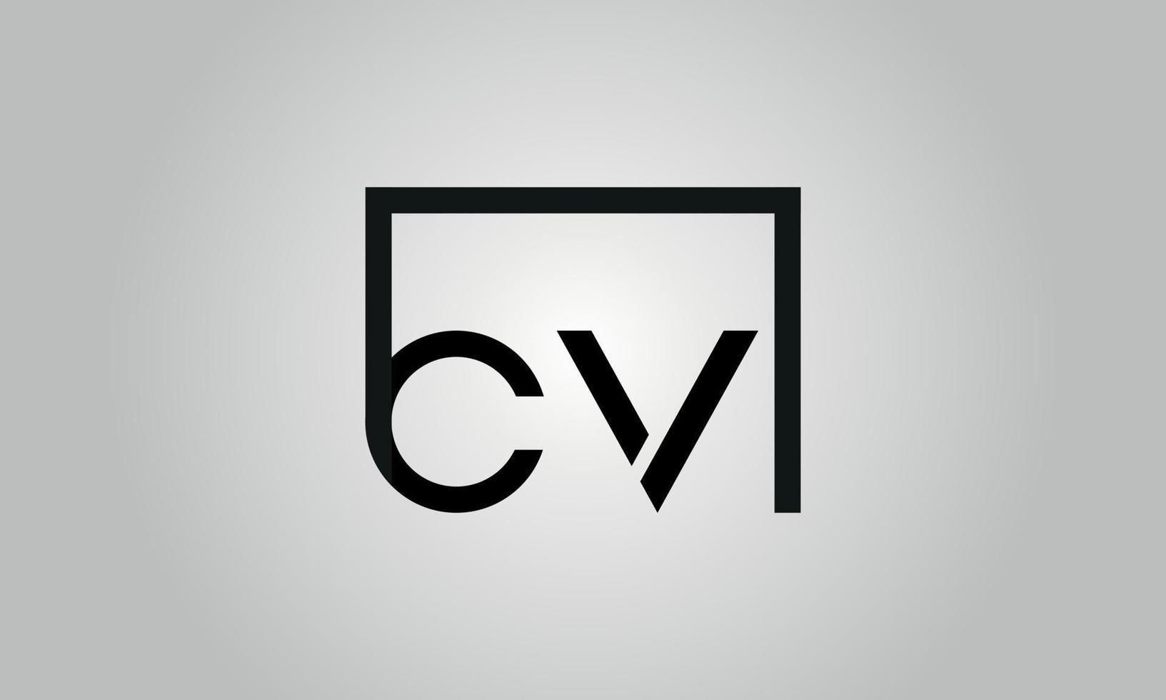 brief CV logo ontwerp. CV logo met plein vorm in zwart kleuren vector vrij vector sjabloon.