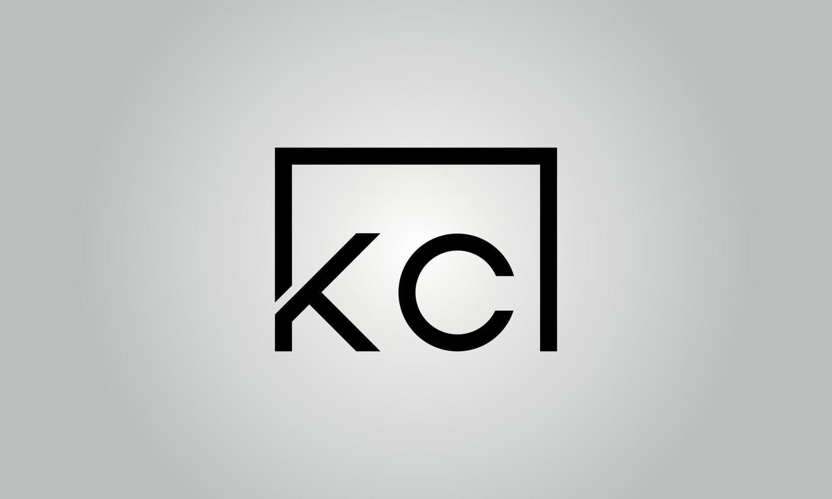 brief kc logo ontwerp. kc logo met plein vorm in zwart kleuren vector vrij vector sjabloon.