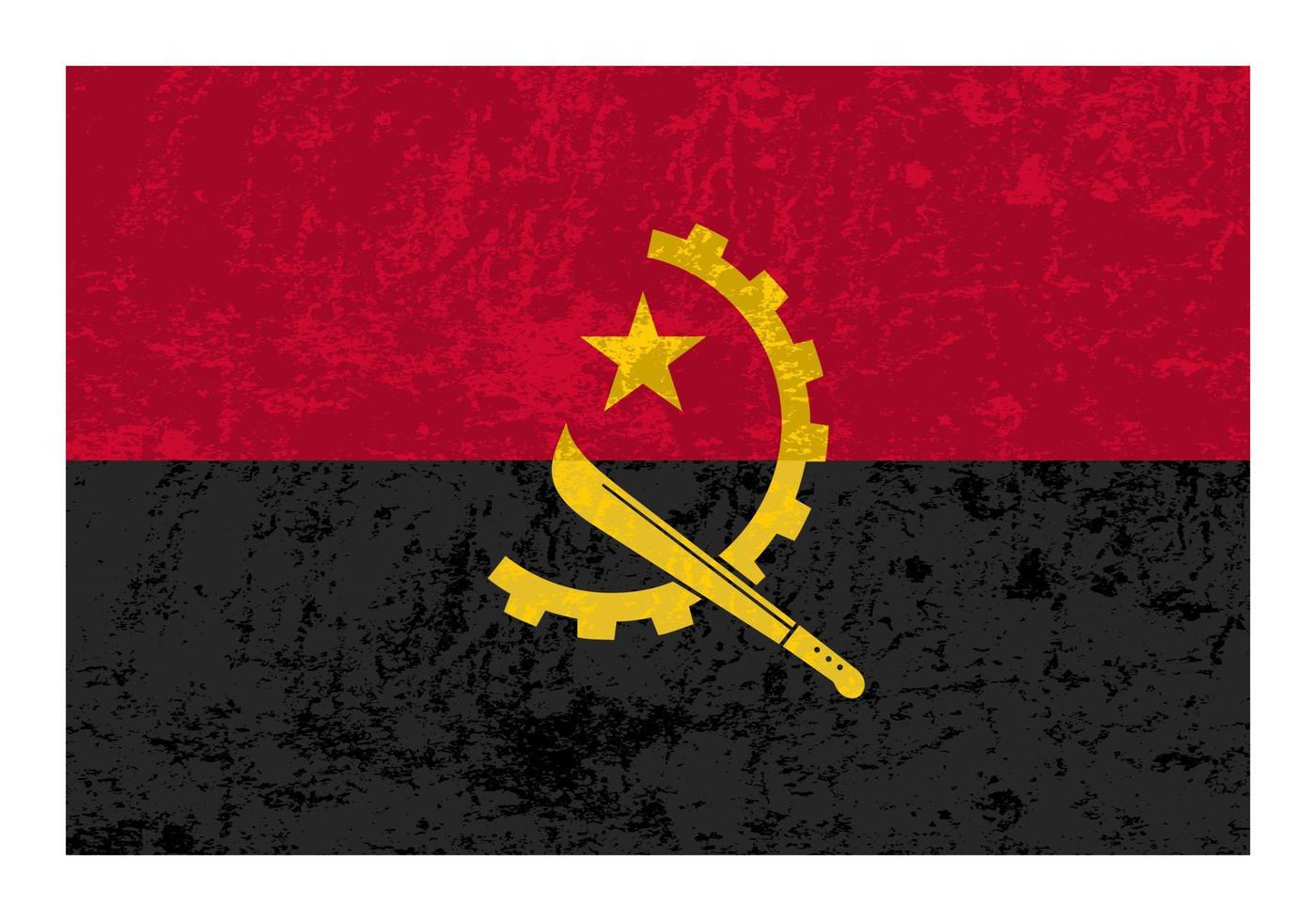 Angola grunge vlag, officieel kleuren en proportie. vector illustratie.