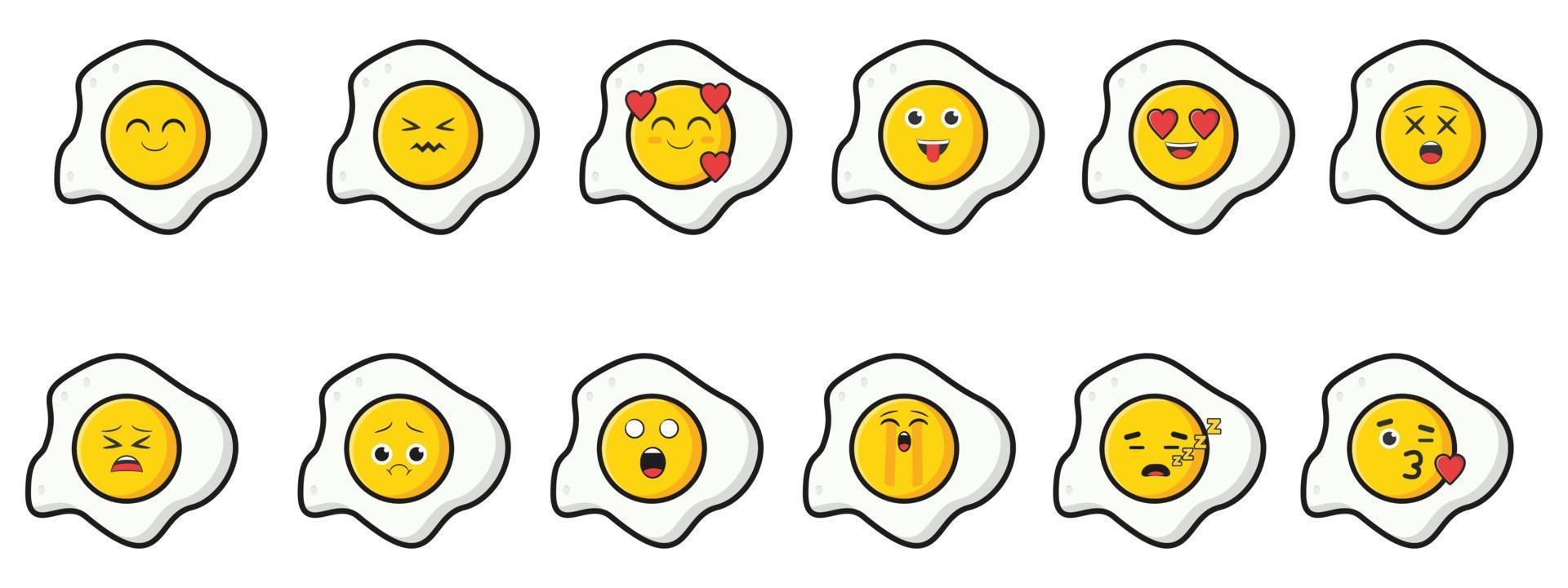 vector verzameling van eieren met emoticons