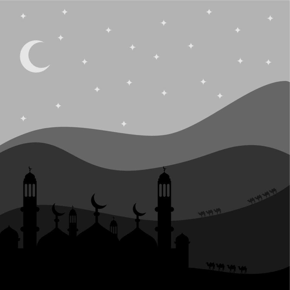 majid silhouet vector illustrator in de woestijn