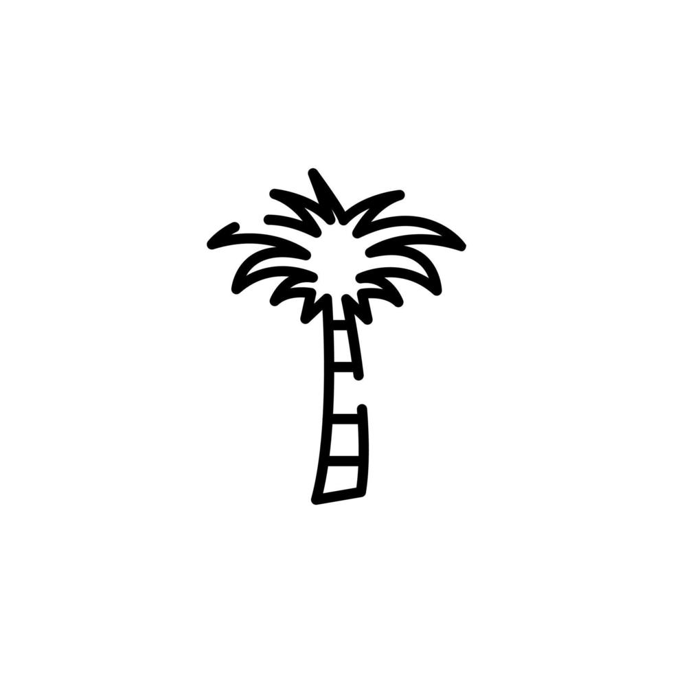 palm, kokosnoot, boom, eiland, strand stippel lijn icoon vector illustratie logo sjabloon. geschikt voor veel doeleinden.