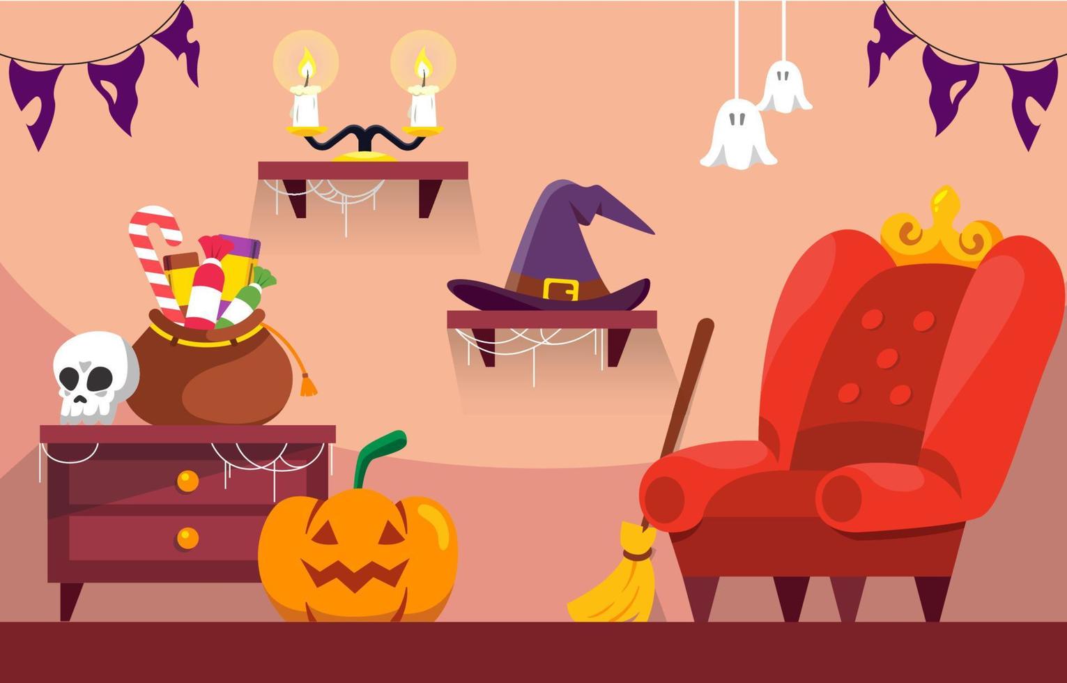 halloween decoratie interieur concept vector