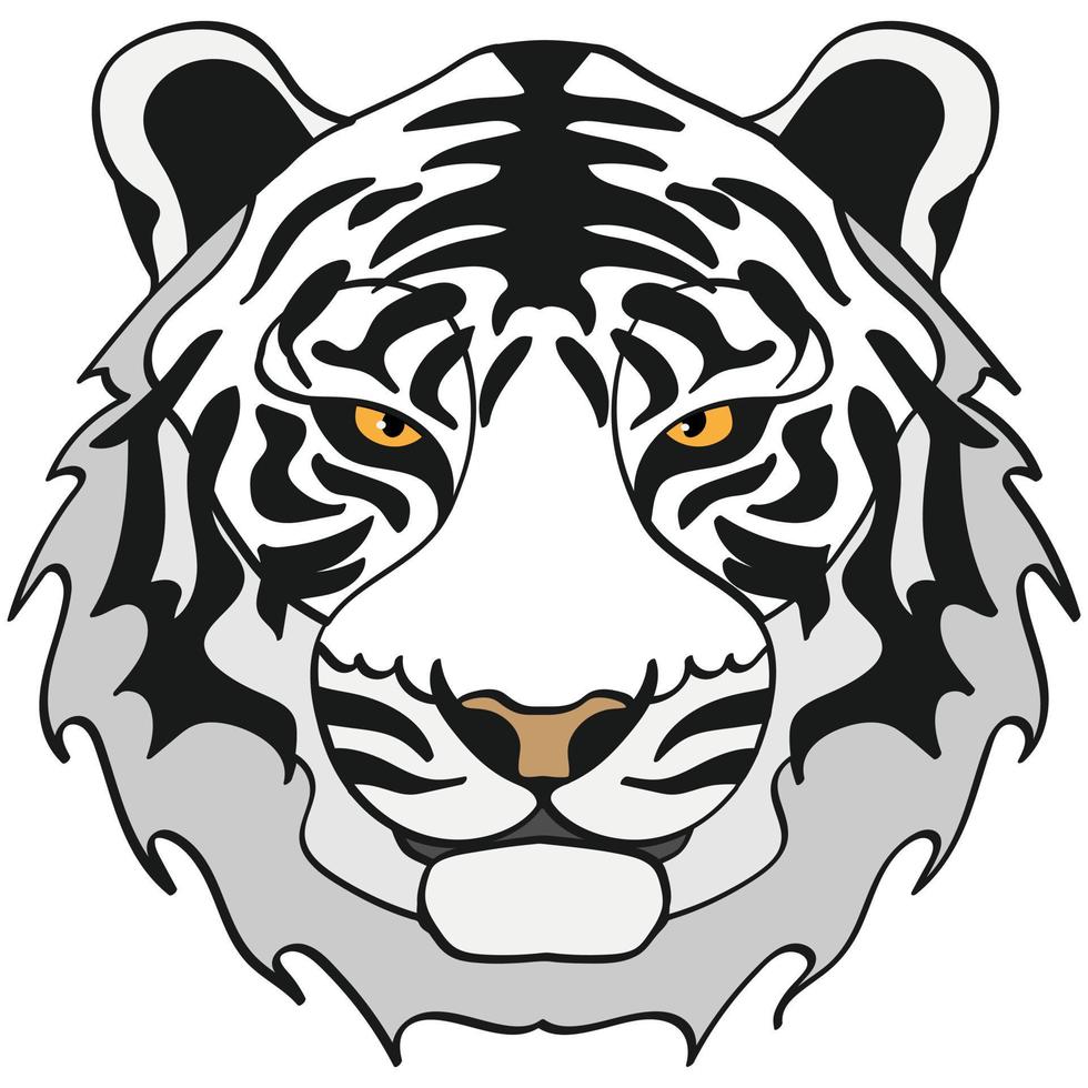 wit tijger hoofd illustratie, sport mascotte of team logo in vlak stijl. tekenfilm beeld in vector grafiek.