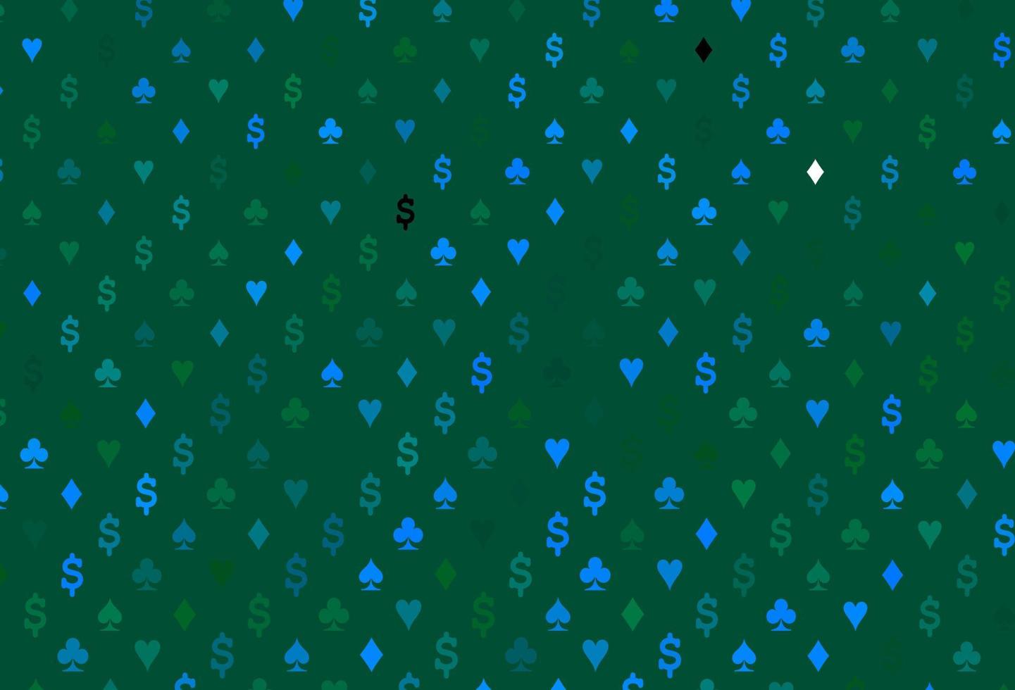 lichtblauwe, groene vectorachtergrond met kaartentekens. vector