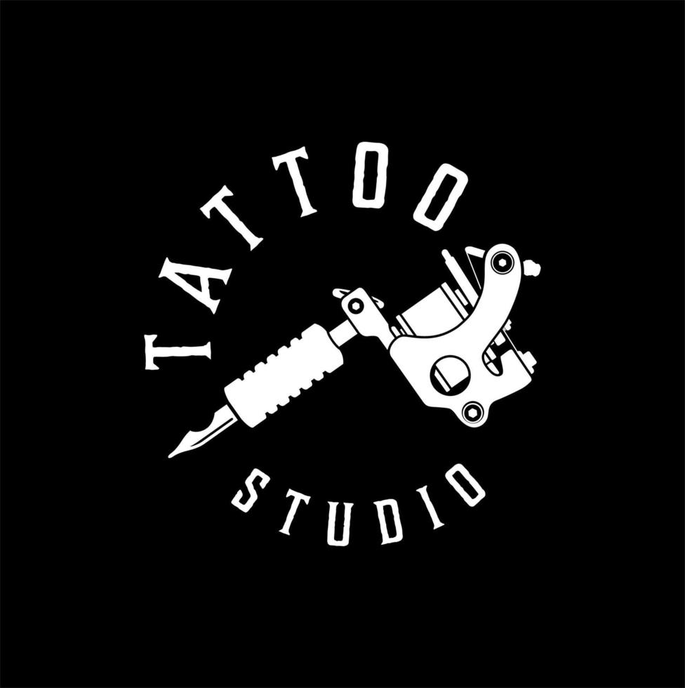 modern tatoeëren machine illustratie in zwart en wit vector ontwerp