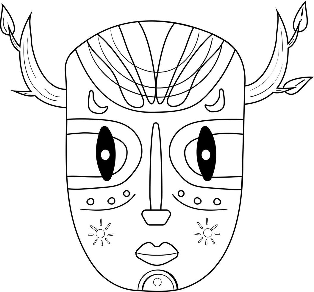 kunst Afrikaanse masker met takken Aan de hoofd vector