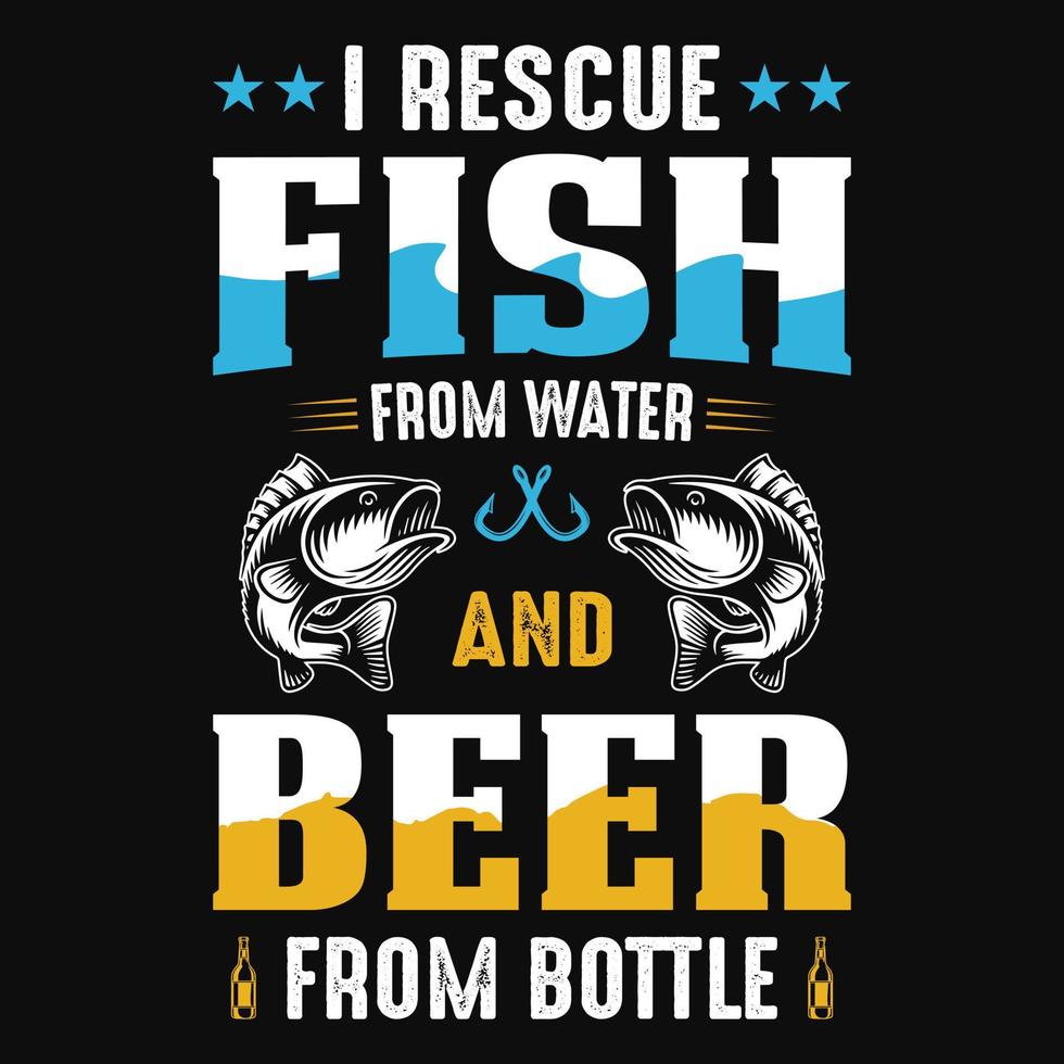 ik redden vis van water en bier van flessen - visser, boot, vis vector, wijnoogst visvangst emblemen, visvangst etiketten, badges - visvangst t overhemd ontwerp vector