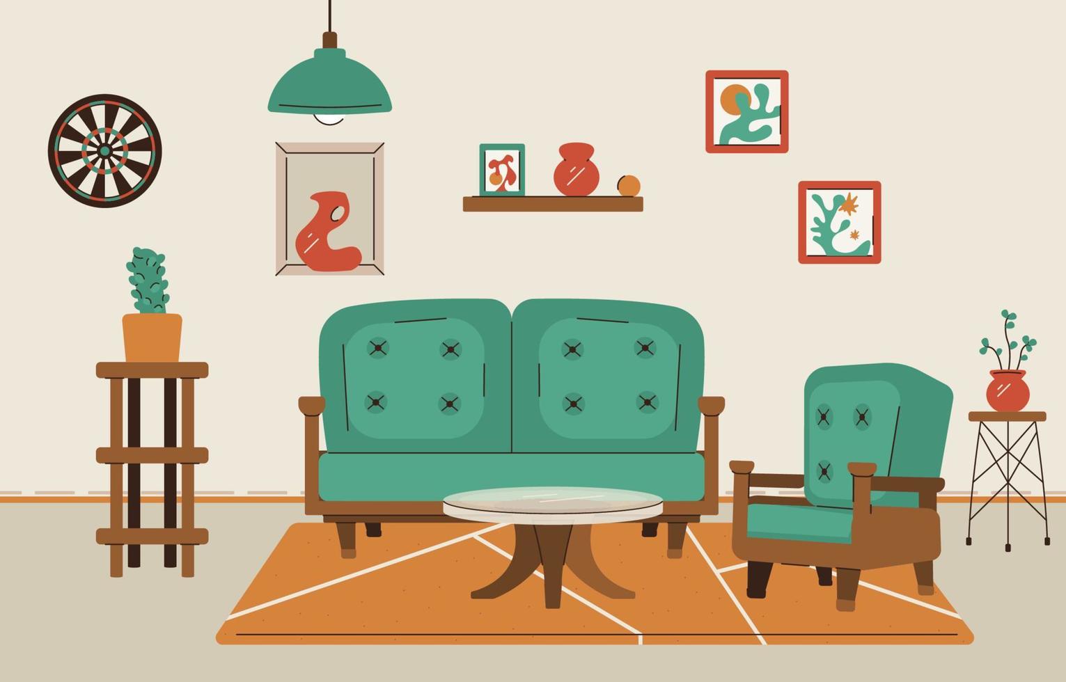 retro interieur achtergrond vector