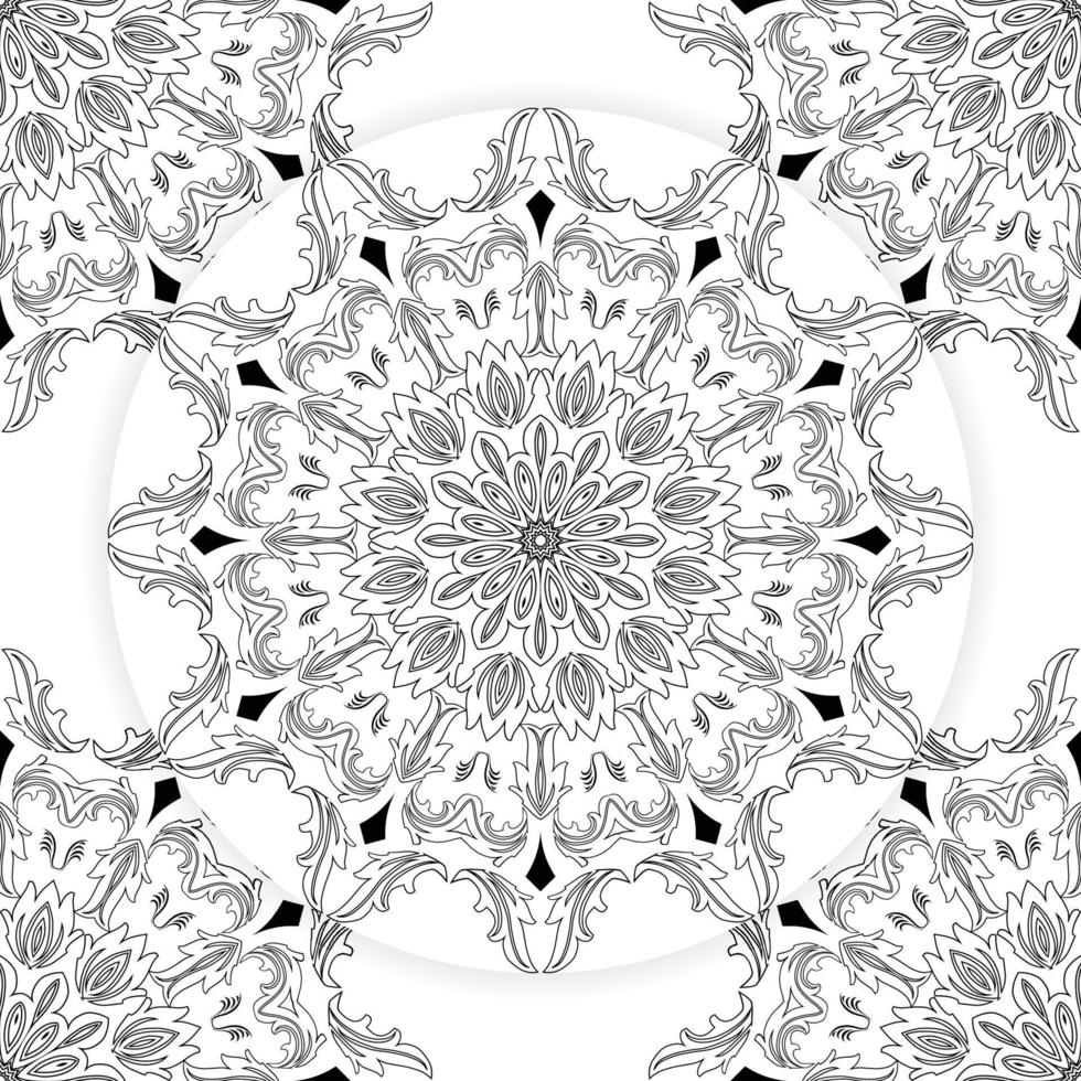 mandala ontwerp kleur bladzijde, bloemen mandala patroon volwassen kleur bladzijde, sier- mandala. lineair ornament patroon, mooi deco bloemen mandala, vector