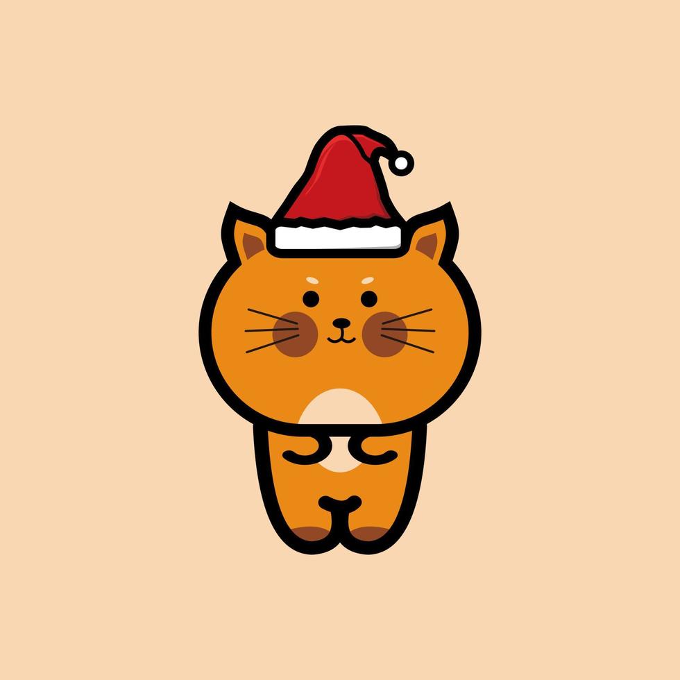 schattig weinig katje vervelend de kerstman hoed, schattig dieren ontwerp, vrij vector