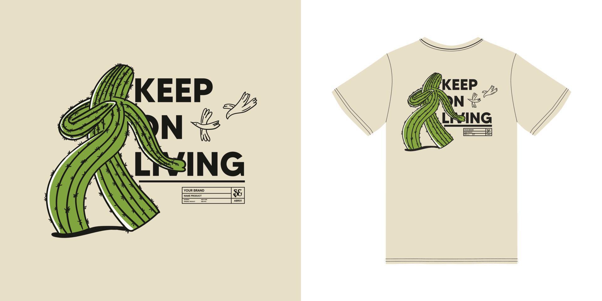 cactus tekenfilm ontwerp. t-shirt kleding ontwerp vector