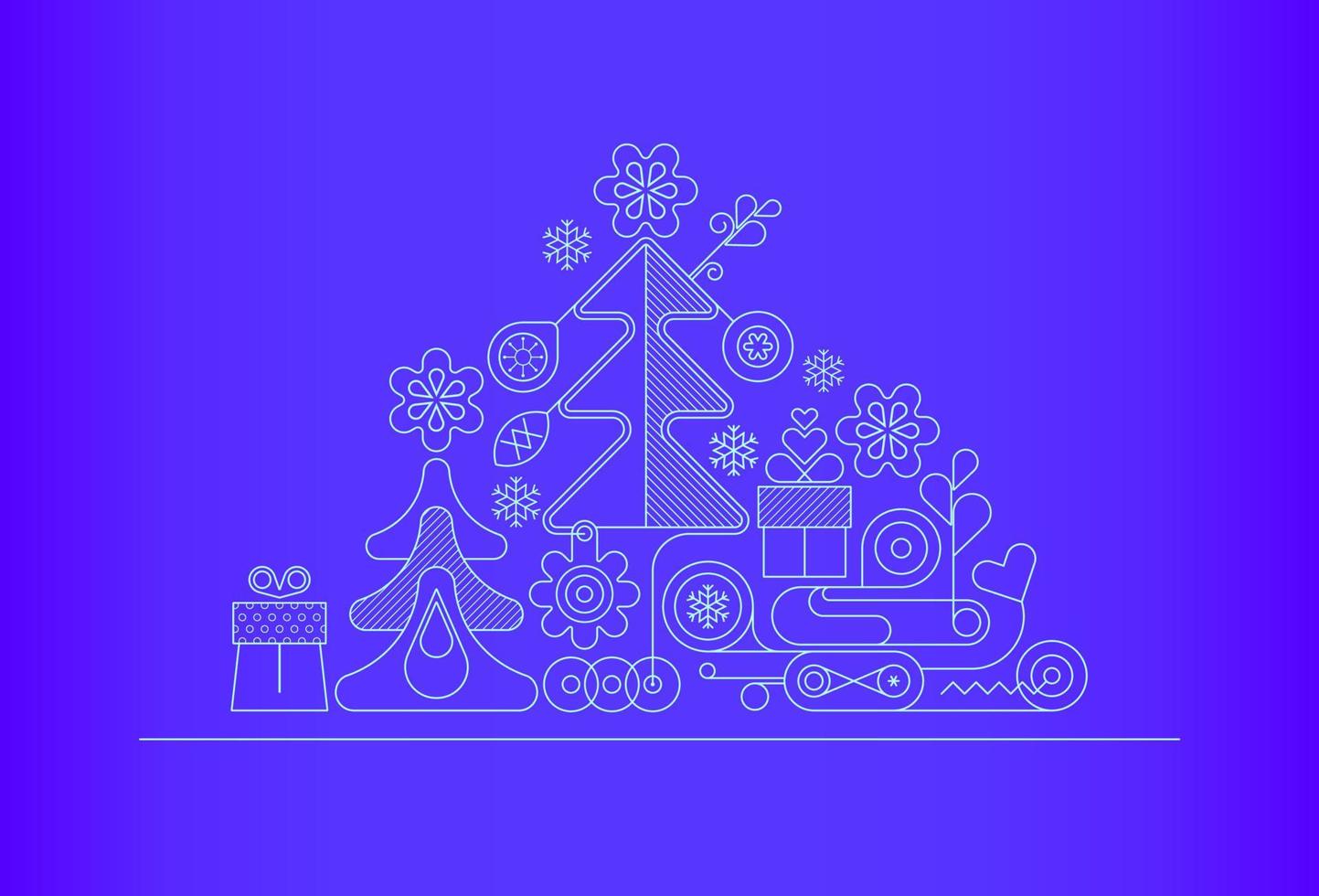 Kerstmis boom lijn kunst vector