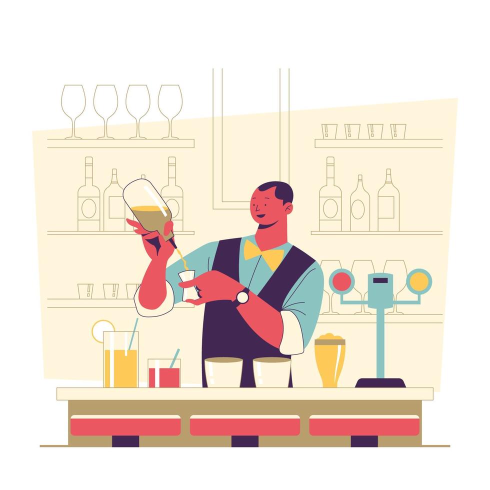 barman maken cocktail concept vector