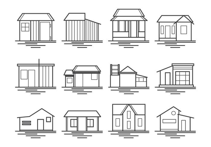 Shack En House Icon Vector Pack