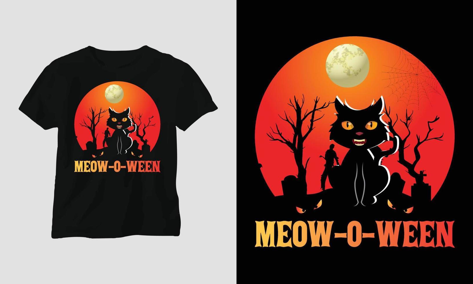 miauw-o-ween - halloween speciaal t-shirt vector