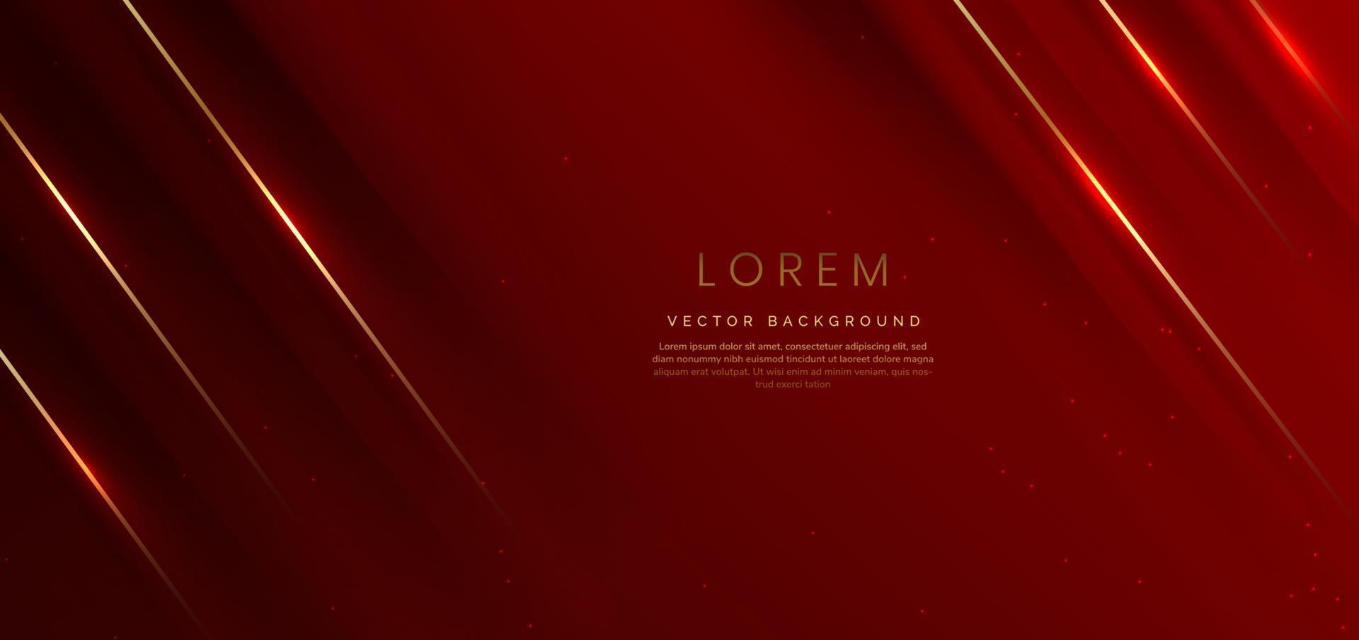 abstract elegant rood achtergrond met gouden lijn en verlichting effect fonkeling. vector