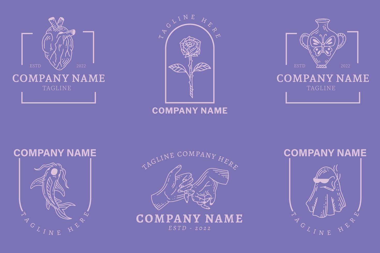 mystiek logo minimalistische symbool Sjablonen verzameling element licht Purper pastel. vector