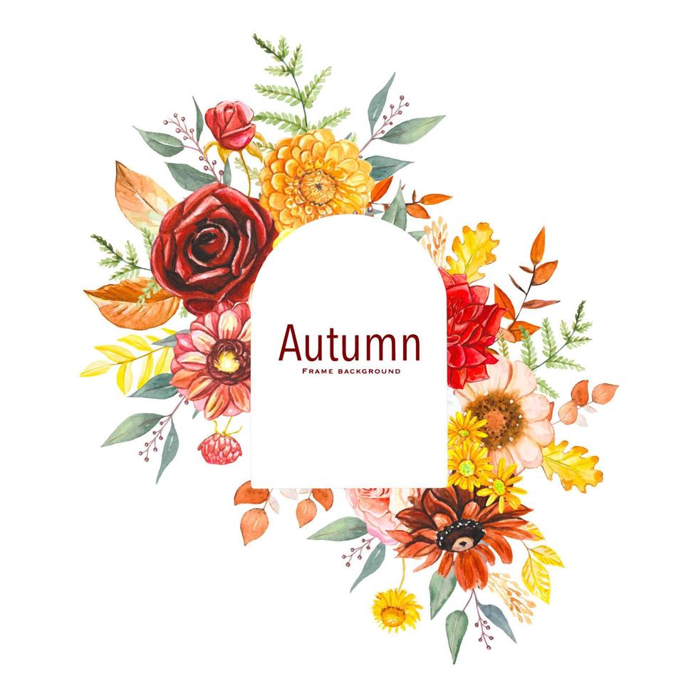 herfst bladeren anf bloemen waterverf hand- schilderij kader achtergrond vector