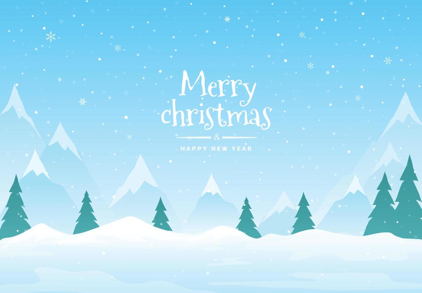 vector illustratie met vallend sneeuw naar beneden Aan landschap berg achtergrond van de vrolijk Kerstmis en gelukkig nieuw jaar