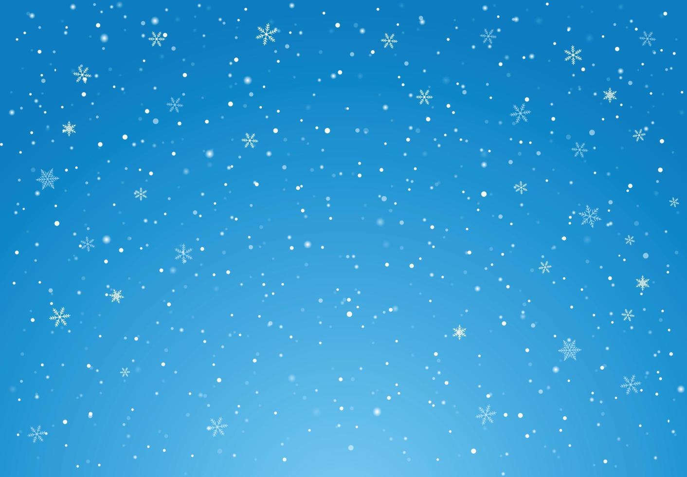 vector illustratie met vallend sneeuw naar beneden Aan blauw lucht achtergrond van de vrolijk Kerstmis en gelukkig nieuw jaar