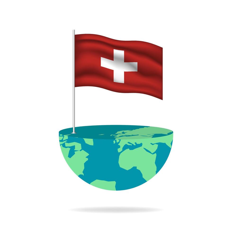 Zwitserland vlag pool Aan wereldbol. vlag golvend in de omgeving van de wereld. gemakkelijk bewerken en vector in groepen. nationaal vlag vector illustratie Aan wit achtergrond.