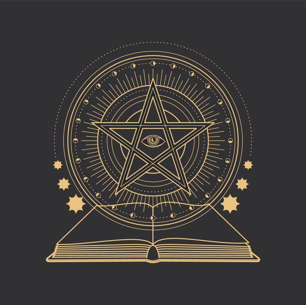pentagram, occult esoterisch en magie tarot symbool vector