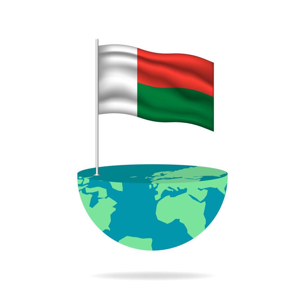 Madagascar vlag pool Aan wereldbol. vlag golvend in de omgeving van de wereld. gemakkelijk bewerken en vector in groepen. nationaal vlag vector illustratie Aan wit achtergrond.