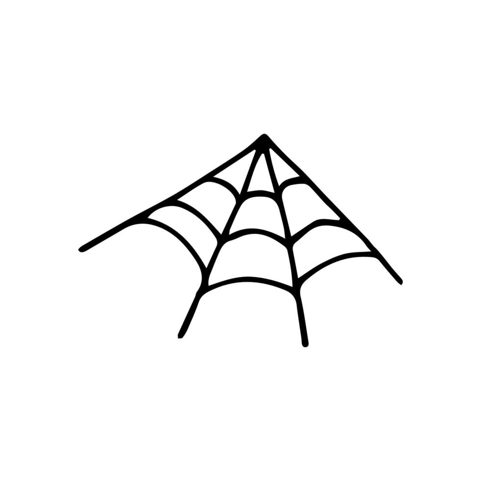 hand- getrokken tekening spinnenweb clip art. vector zwart en wit spinneweb voor halloween. schets.