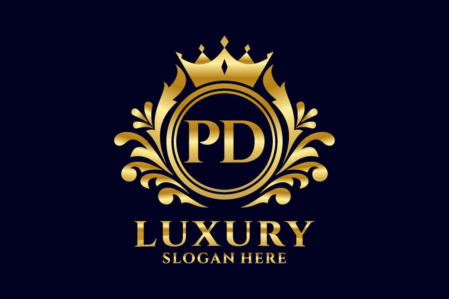 eerste pd brief Koninklijk luxe logo sjabloon in vector kunst voor luxueus branding projecten en andere vector illustratie.