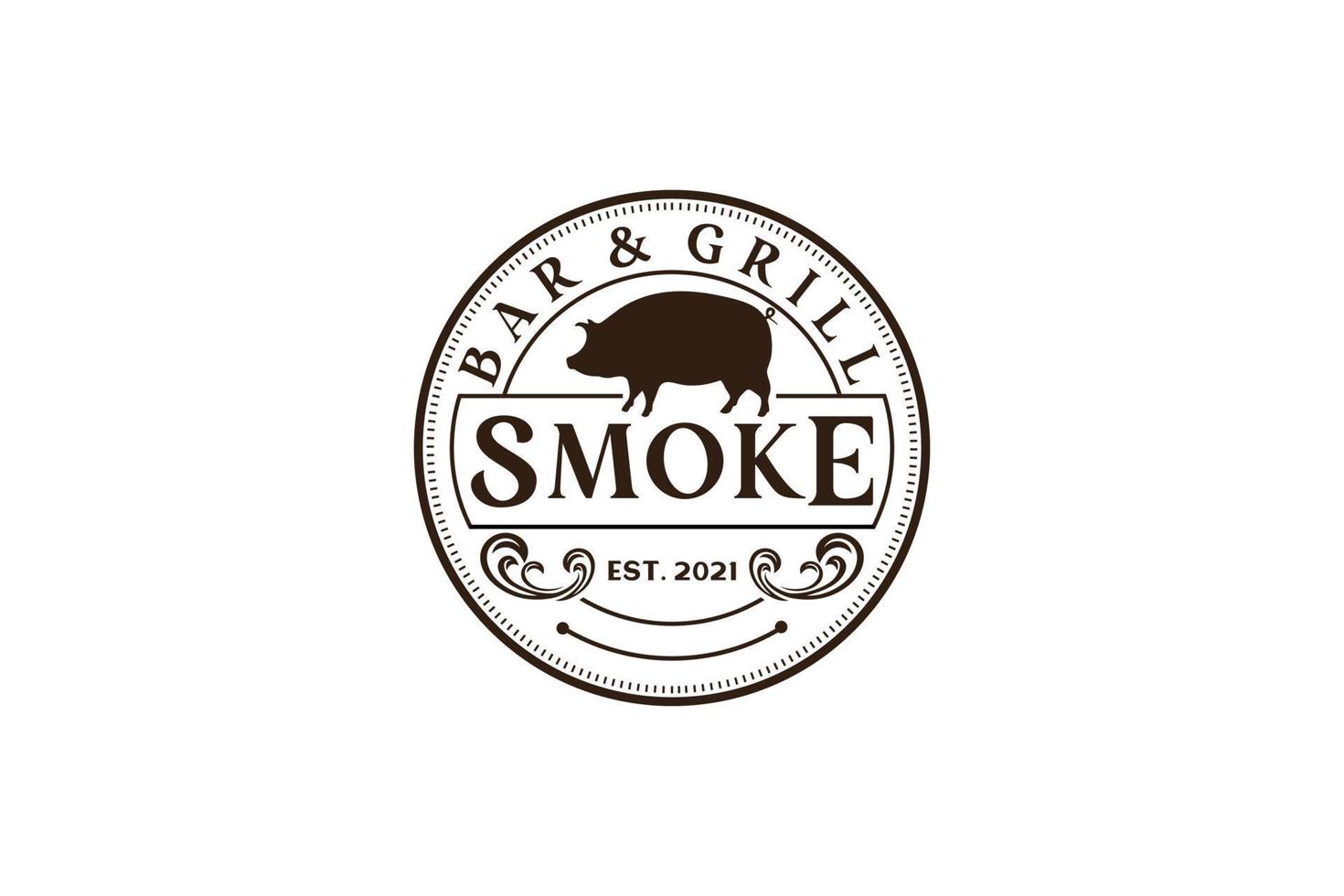 vintage retro rustieke bbq grill, barbecue, barbecue label stempel logo ontwerp vector